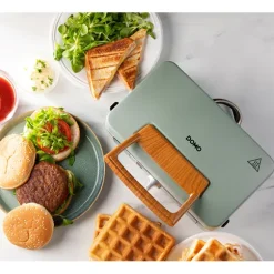 Appareil 3-en1 croque, gaufre et grill Snackmaker coloris sauge 1000 W DO9276C Domo