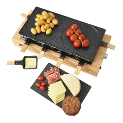 Appareil à raclette Bamboo 8 poêlons et 2 double poêlons 1500 W KCWOOD.8.MAXI Kitchen Chef Professional