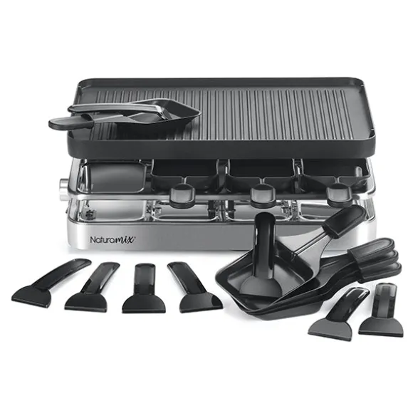 Appareil raclette-gril et crêpes électrique 8 poêlons 1200 W Naturamix