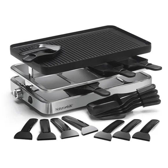 Appareil raclette-gril et crêpes électrique 8 poêlons 1200 W Naturamix