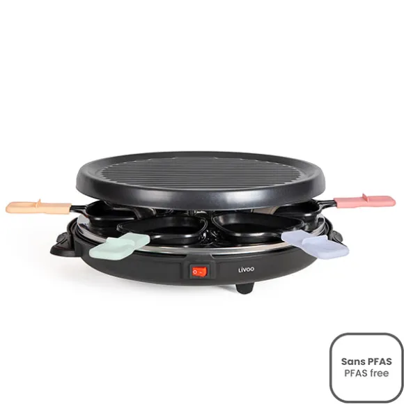Appareil à raclette 6 personnes rond 800 W Livoo