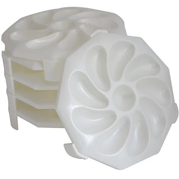 6 assiettes à huîtres empilables 9 huîtres + 1 citron Roger Orfèvre