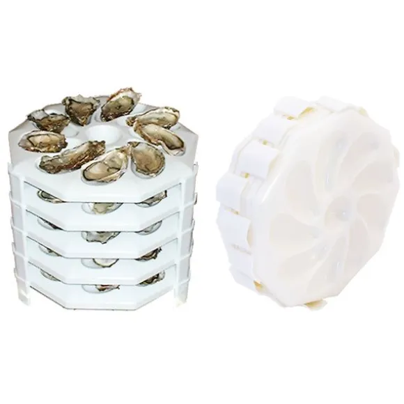 6 assiettes à huîtres empilables 9 huîtres + 1 citron Roger Orfèvre