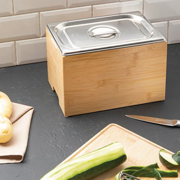 Bac à compost inox et support bambou Mathon