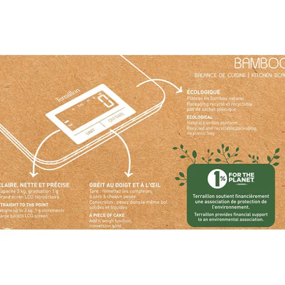 Balance de cuisine digitale Bambou 3kg Terraillon