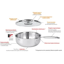 Batterie de cuisine 7 pièces tout inox Castel’Pro Cristel