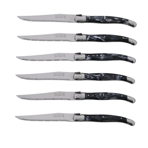 Bloc 6 couteaux à steak Laguiole lame inox 11 cm Jean Dubost