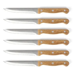 Bloc de 6 couteaux à steak en bois Livoo