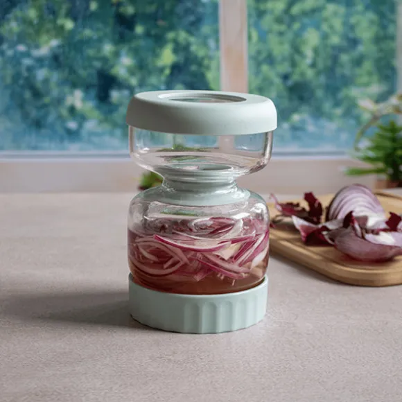 Bocal à cornichons en verre avec séparateur silicone 900 ml Pebbly