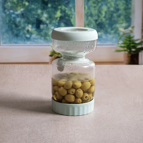 Bocal à cornichons en verre avec séparateur silicone 900 ml Pebbly
