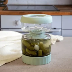 Bocal à cornichons en verre avec séparateur silicone 900 ml Pebbly