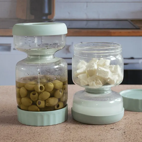 Bocal à cornichons en verre avec séparateur silicone 900 ml Pebbly