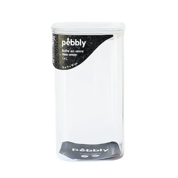 Boite carrée haute en verre 1400 ml Pebbly