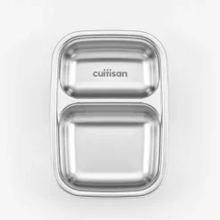 Boite de conservation rectangulaire compartimentée en inox 700 ml compatible micro-ondes Cuitisan