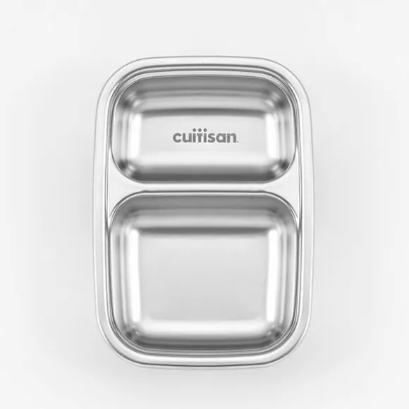 Boite de conservation rectangulaire compartimentée en inox 700 ml compatible micro-ondes Cuitisan