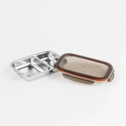Boite de conservation rectangulaire compartimentée en inox 700 ml compatible micro-ondes Cuitisan