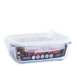 Boîte de conservation en verre borosilicate 850 ml et couvercle en plastique Pebbly