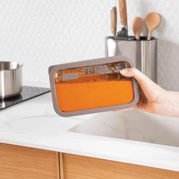 Boîte de conservation rectangulaire en inox avec couvercle en verre 1 L compatible micro-ondes Mathon