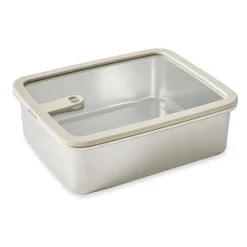 Boîte de conservation rectangulaire en inox avec couvercle en verre 2400 ml compatible micro-ondes Mathon