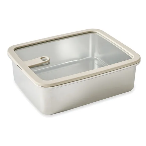 Boîte de conservation rectangulaire en inox avec couvercle en verre 2400 ml compatible micro-ondes Mathon