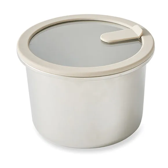Boîte de conservation ronde en inox avec couvercle en verre 1500 ml compatible micro-ondes Mathon