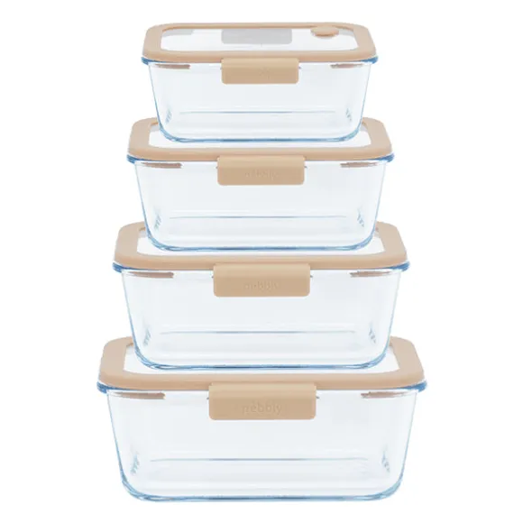 4 boîtes de conservation sous vide 460 ml, 800 ml, 1200 ml et 1900 ml et pompe sous vide Pebbly