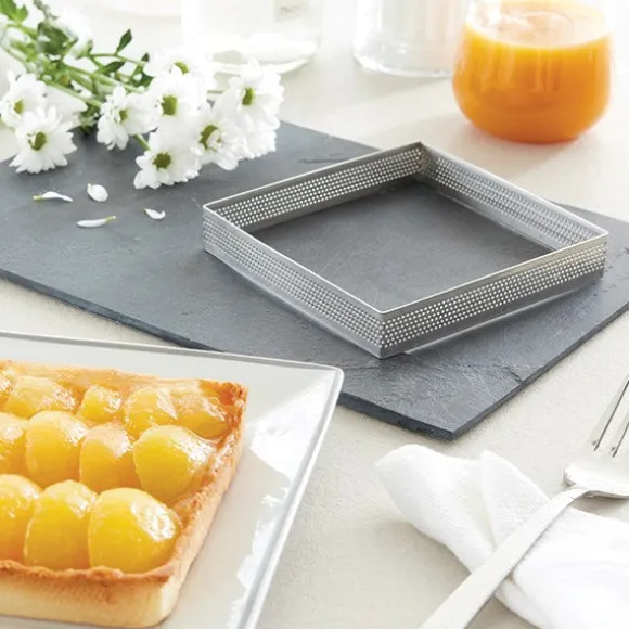 Cadre à tarte perforé en inox carré 12 cm Mathon