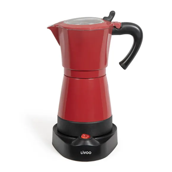Cafetière électrique Italienne rouge 6 tasses 480 W Livoo