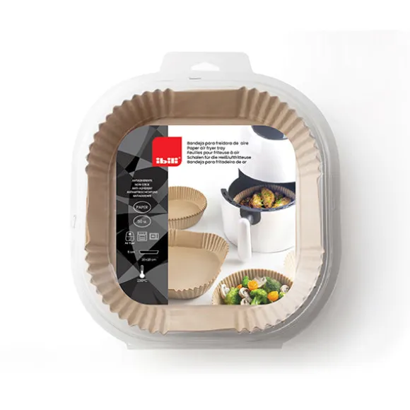 Caissettes pour friteuses à air carrées 50 pièces Ibili