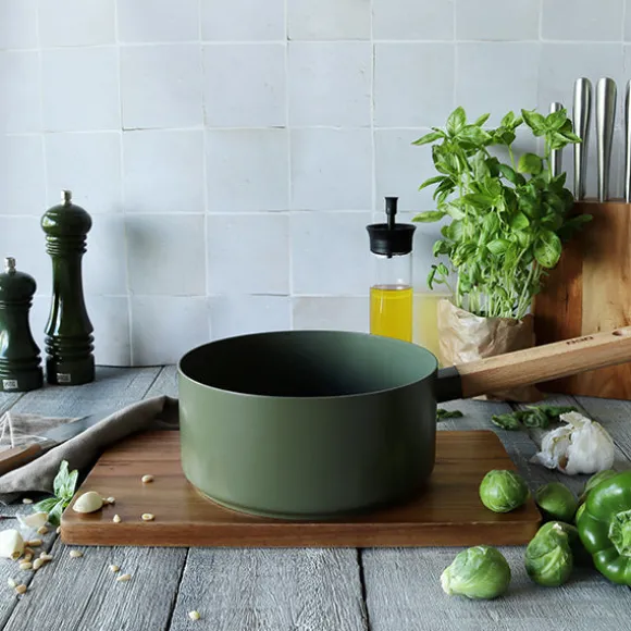 Casserole Ector induction aluminium revêtu manche en bois 20 cm vert Ogo