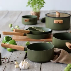 Casserole Ector induction aluminium revêtu manche en bois 18 cm vert Ogo