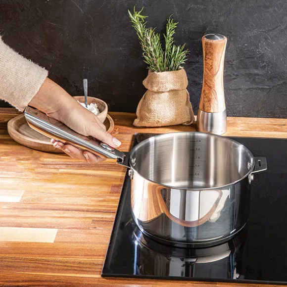 Casserole inox Clips’Inox sans manche 16 cm Mathon