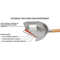 Casserole inox manche bois Natural’Inox 20 cm Mathon