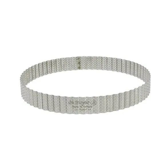 Cercle à tarte perforé cannelé acier inoxydable 24 cm De Buyer
