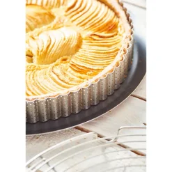 Cercle à tarte perforé cannelé acier inoxydable 28 cm De Buyer
