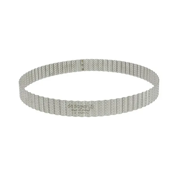 Cercle à tarte perforé cannelé acier inoxydable 28 cm De Buyer