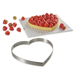 Cercle à tarte perforé Cœur 22 cm De Buyer