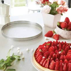 Cercle à tarte perforé en inox rond 24 cm Mathon