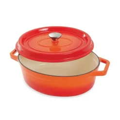 Cocotte en fonte orange ovale 33 cm 6 L Mathon