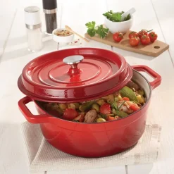 Cocotte en fonte ronde 24 cm 3,7 L rouge Mathon