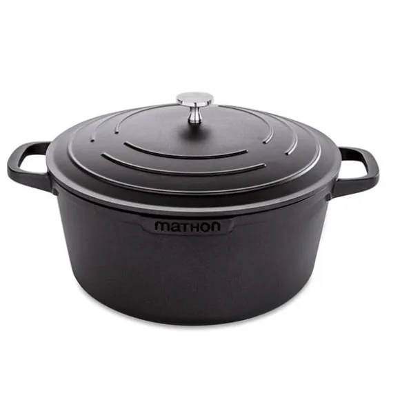 Cocotte légère ronde en fonte d'aluminium 28 cm 6,7 L coloris noir Mathon