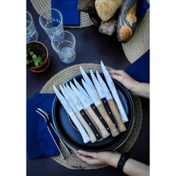 Coffret de 4 couteaux de table à lame lisse Facette frêne sombre Opinel