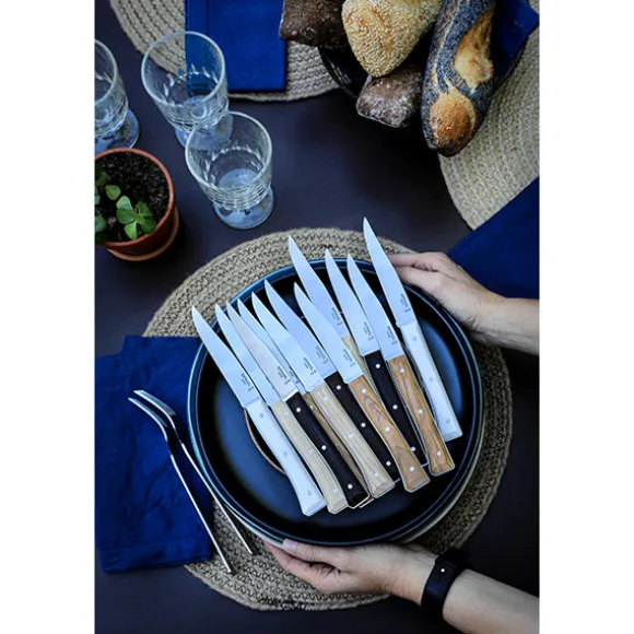 Coffret de 4 couteaux de table à lame lisse Facette frêne sombre Opinel
