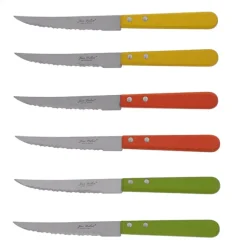 Coffret de 6 couteaux steak en bois de hêtre Tradition Colors Jean Dubost