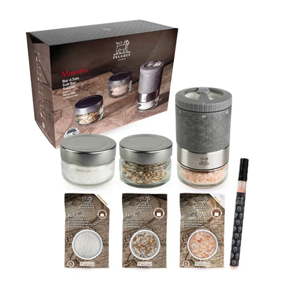 Coffret moulin à sel Maestro à réservoirs interchangeables et 3 sels Peugeot