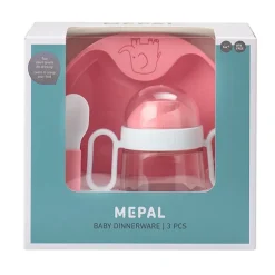 Coffret repas bébé 3 pièces rose Mepal