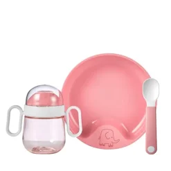 Coffret repas bébé 3 pièces rose Mepal