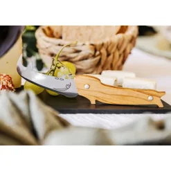 Couteau à fromage Rhino manche en bois d'olivier Roger Orfèvre