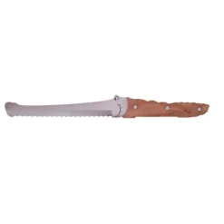 Couteau à pain Croco manche bois d’olivier 32,6 cm Roger Orfèvre