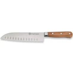 Couteau Santoku bois d'olivier lame inox 17 cm Mathon